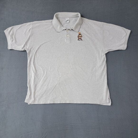VTG RARE 1998 Evil Taz Tasmanian Devil Polo‎ Heather Grey Warner Bros Mens 2XL - Picture 2 of 6